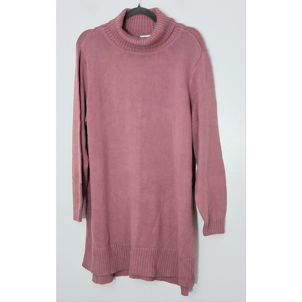 Joan Rivers Sweater Women's Size 2X  Turtleneck Tunic Hi-Low Hem Blush Pink  NEW